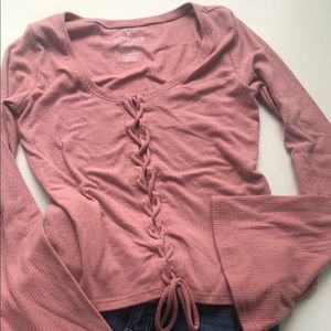 NWOT Girls AE Soft &Sexy pale pink shirt, XS